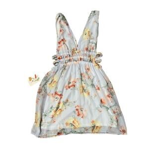 Mele E‎ Pere Light Blue Floral Cut Out Mini Dress Women Size M